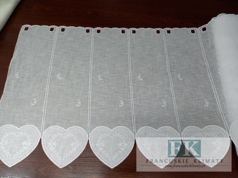 METRAŻ ! ZAZDROSTKA SERCE WITRAŻ BIEL HAFT WITRAŻ WYS 60 CM , PROWANSJA , VINTAGE , RETRO , SHABBY CHIC