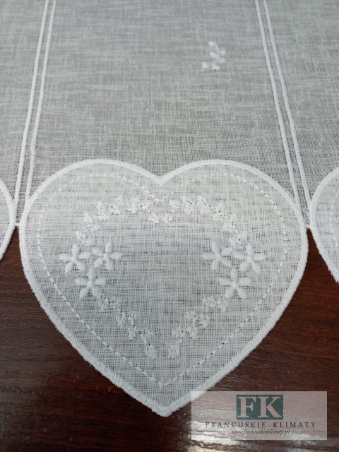 METRAŻ ! ZAZDROSTKA SERCE WITRAŻ BIEL HAFT WITRAŻ WYS 60 CM , PROWANSJA , VINTAGE , RETRO , SHABBY CHIC