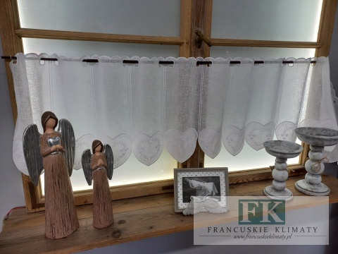 METRAŻ ! ZAZDROSTKA SERCE WITRAŻ BIEL HAFT WITRAŻ WYS 40 CM , PROWANSJA , VINTAGE , RETRO , SHABBY CHIC