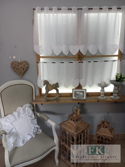 METRAŻ ! ZAZDROSTKA SERCE WITRAŻ BIEL HAFT WITRAŻ WYS 40 CM , PROWANSJA , VINTAGE , RETRO , SHABBY CHIC