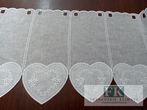 METRAŻ ! ZAZDROSTKA SERCE WITRAŻ BIEL HAFT WITRAŻ WYS 40 CM , PROWANSJA , VINTAGE , RETRO , SHABBY CHIC