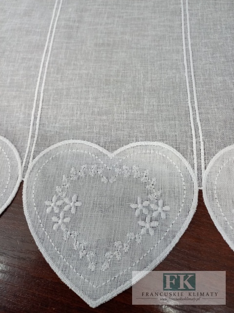 METRAŻ ! ZAZDROSTKA SERCE WITRAŻ BIEL HAFT WITRAŻ WYS 40 CM , PROWANSJA , VINTAGE , RETRO , SHABBY CHIC