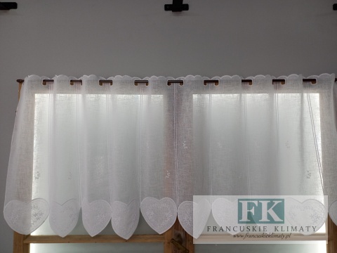 METRAŻ ! ZAZDROSTKA SERCE WITRAŻ BIEL HAFT WITRAŻ WYS 60 CM , PROWANSJA , VINTAGE , RETRO , SHABBY CHIC