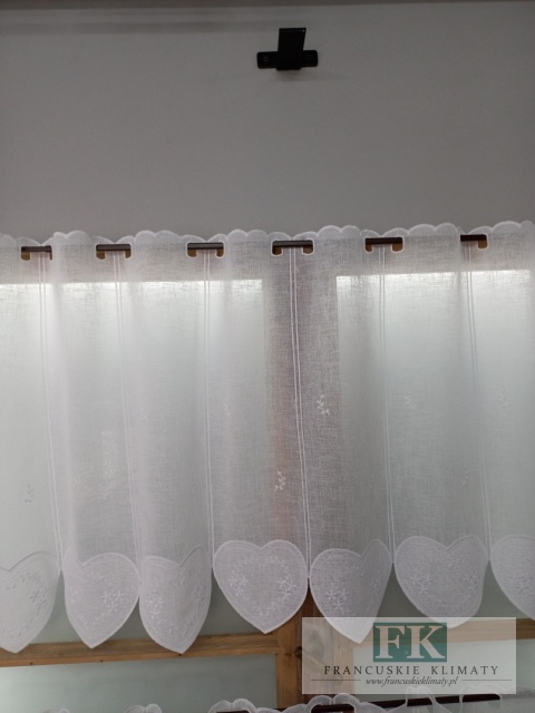 METRAŻ ! ZAZDROSTKA SERCE WITRAŻ BIEL HAFT WITRAŻ WYS 60 CM , PROWANSJA , VINTAGE , RETRO , SHABBY CHIC