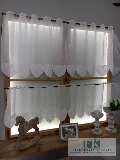 METRAŻ ! ZAZDROSTKA SERCE WITRAŻ BIEL HAFT WITRAŻ WYS 60 CM , PROWANSJA , VINTAGE , RETRO , SHABBY CHIC