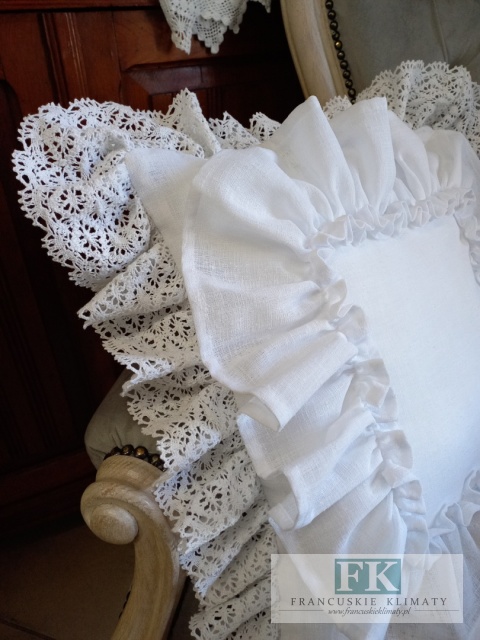 POSZEWKA NATURA PODWÓJNA FALBANA KORONKA biała ,PROWANSJA, SHABBY,CHIC