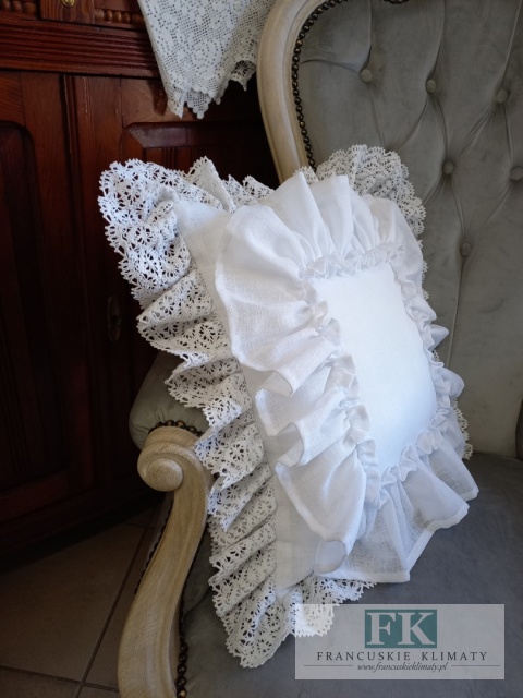 POSZEWKA NATURA PODWÓJNA FALBANA KORONKA biała ,PROWANSJA, SHABBY,CHIC