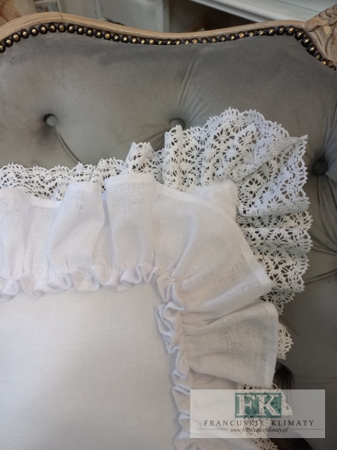 POSZEWKA NATURA PODWÓJNA FALBANA KORONKA biała ,PROWANSJA, SHABBY,CHIC
