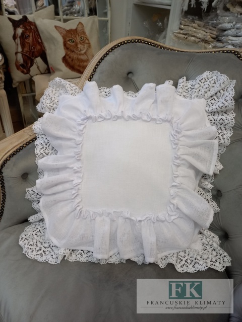 POSZEWKA NATURA PODWÓJNA FALBANA KORONKA biała ,PROWANSJA, SHABBY,CHIC