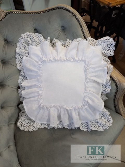 POSZEWKA NATURA PODWÓJNA FALBANA KORONKA biała ,PROWANSJA, SHABBY,CHIC