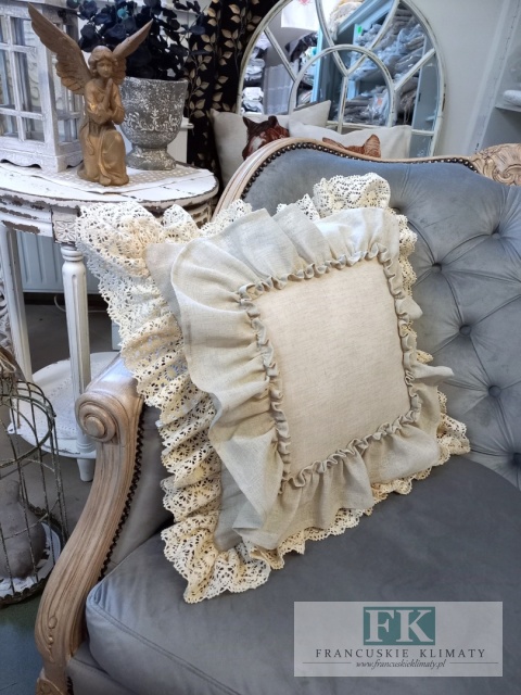 POSZEWKA 40/40 NATURA PODWÓJNA FALBANA KORONKA ,PROWANSJA, SHABBY,CHIC