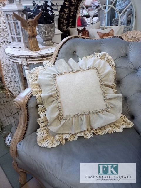 POSZEWKA 40/40 NATURA PODWÓJNA FALBANA KORONKA ,PROWANSJA, SHABBY,CHIC