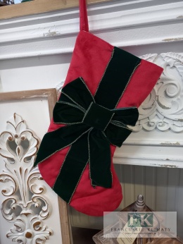 DEKORACYJNA SKARPETA KOKARDA ZIELONA 48 CM