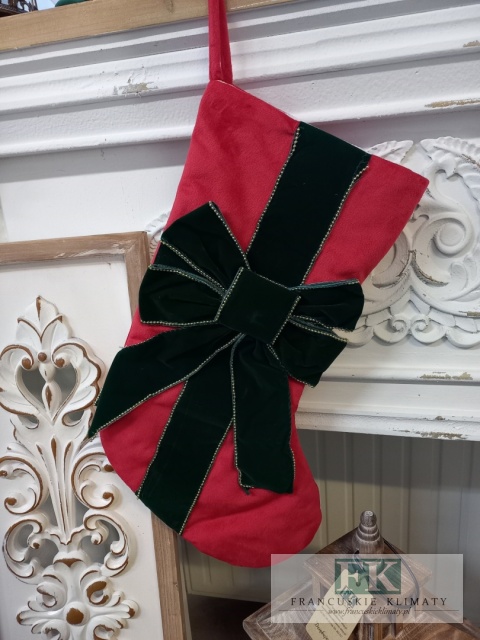 DEKORACYJNA SKARPETA KOKARDA ZIELONA 48 CM