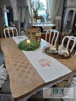 BIEŻNIK DEKORACYJNY ZŁOTE BOMBKI 35X180 BIEL