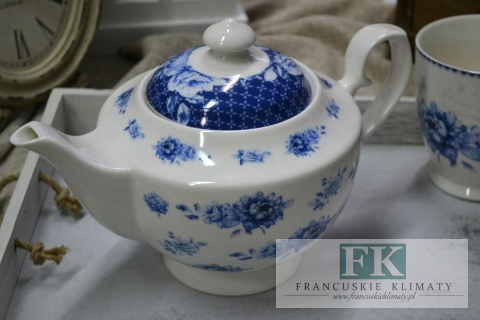 BLUE FLOWER imbryk CZAJNIk 1,3 L biało niebieskI HAMPTON