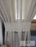 KOMPLET , KPL ZASŁONY / BOKI Z TUBKAMI KORONKA NATURA FALBANY PROWANSJA