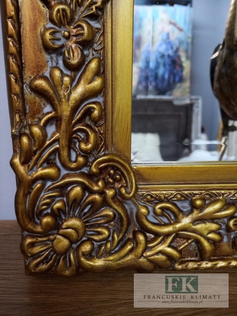 drewno LUSTRO W ZŁOTEJ RAMIE 132,5 cm , PION , POZIOM