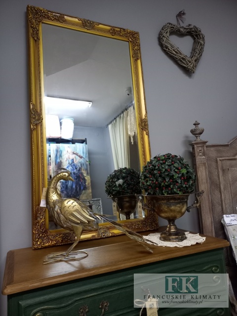 drewno LUSTRO W ZŁOTEJ RAMIE 132,5 cm , PION , POZIOM