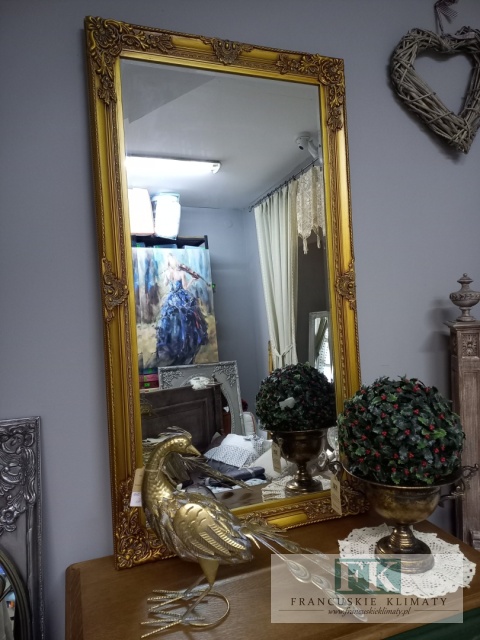 drewno LUSTRO W ZŁOTEJ RAMIE 132,5 cm , PION , POZIOM