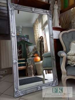 LUSTRO FAZOWANE drewno 135x75 W SREBRNEJ RAMIE