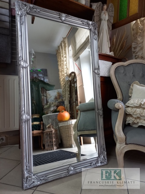 LUSTRO FAZOWANE drewno 135x75 W SREBRNEJ RAMIE