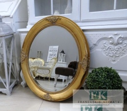 LUSTRO drewno OWALNE 75x66 FAZOWANE ZŁOTE