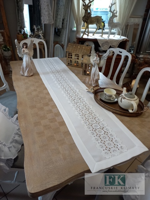 BIEŻNIK DEKORACYJNY Z GIPIURĄ 35X175 BIEL