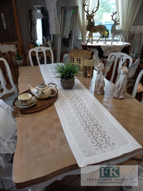 BIEŻNIK DEKORACYJNY Z GIPIURĄ 35X175 BIEL