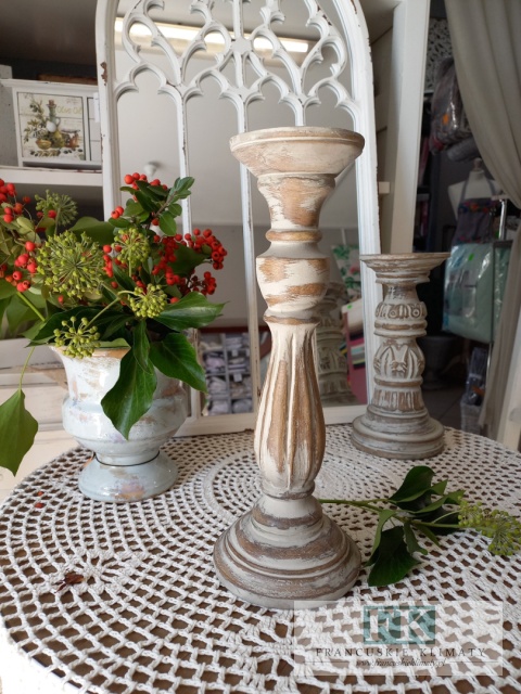 ŚWIECZNIK 33 CM ANTYCZNE DREWNO