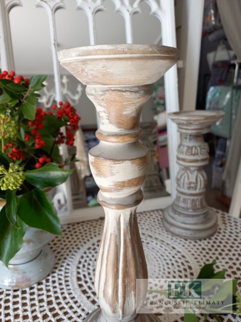 ŚWIECZNIK 33 CM ANTYCZNE DREWNO