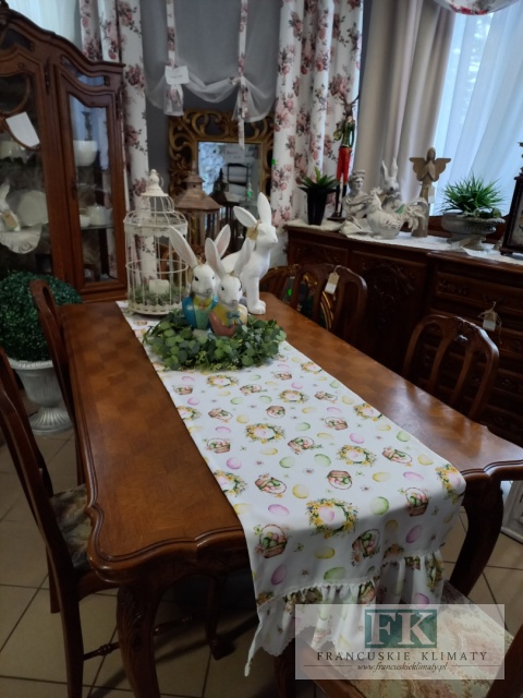 BIEŻNIK WIELKANOC FALBANY KORONKA szyty na wymiar 50/200