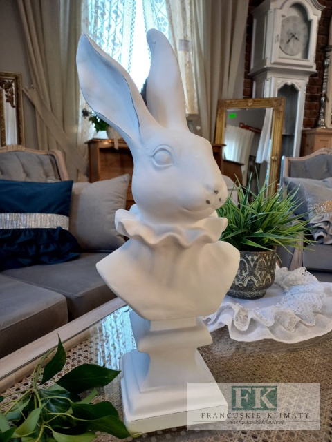 FIGURA POPIERSIE KRÓLIK ZAJĄC 47 CM BIEL , VINTAGE RETRO