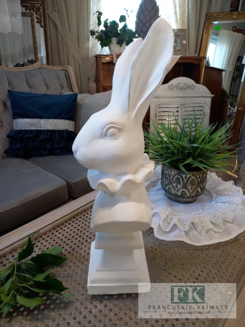 FIGURA POPIERSIE KRÓLIK ZAJĄC 47 CM BIEL , VINTAGE RETRO