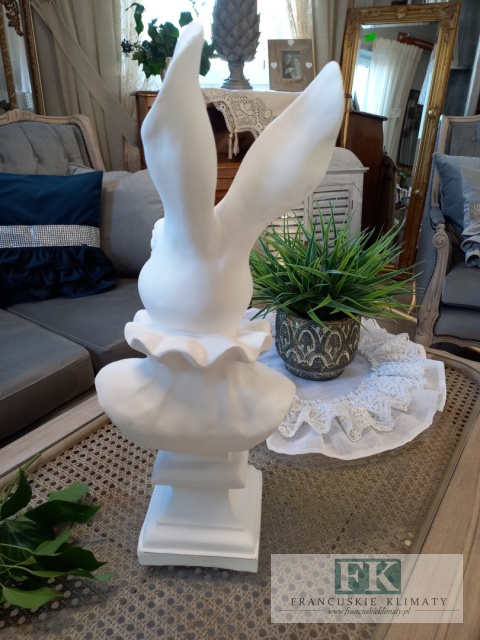 FIGURA POPIERSIE KRÓLIK ZAJĄC 47 CM BIEL , VINTAGE RETRO