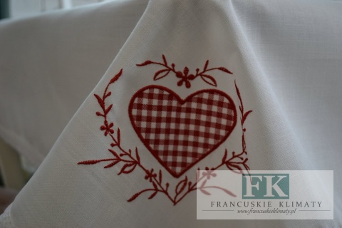 OBRUS 130X180 Z KOLEKCJI CZERWONE SERCE PROWANSJA SHABBY FRANCJA