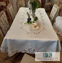 OBRUS POLA 300 x 140 cm HAFT ,,richelieu” KREMOWY