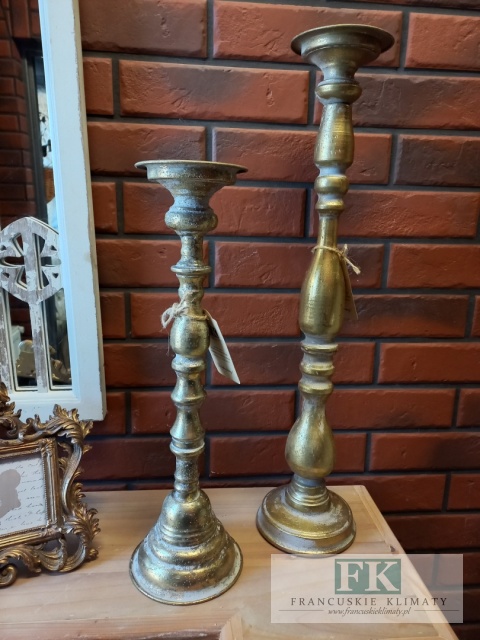 ŚWIECZNIK POSTARZANY WYS 45 CM METAL ZŁOTO
