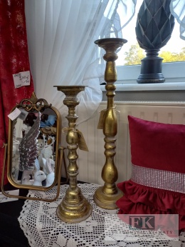 ŚWIECZNIK POSTARZANY WYS 45 CM METAL ZŁOTO