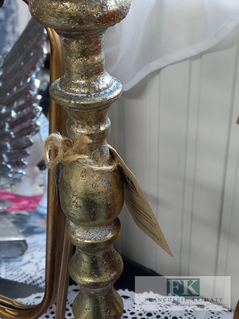 ŚWIECZNIK POSTARZANY WYS 45 CM METAL ZŁOTO
