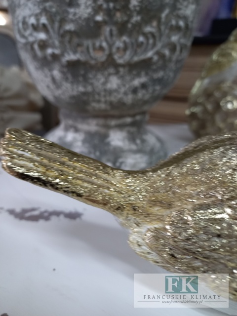FIGURA PTASZEKI "KRÓLOWA" 15 cm biel złoto brokat