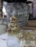 FIGURA PTASZEKI "KRÓLOWA" 15 cm biel złoto brokat