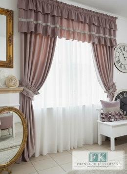 KPL KOMPLET ZASŁON FALBANY VELVET , WELWET , CYRKONIE