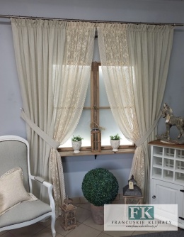 KPL NATURA SZYDEŁKO BEŻ , TKANINA LNIANO podobna GRUBY SPLOT 380 /240