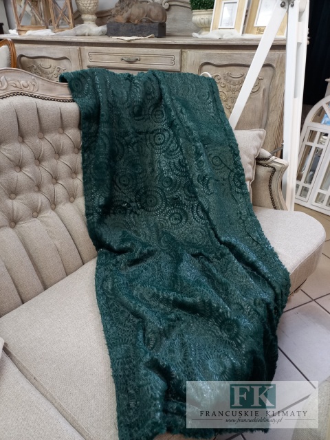 NARZUTA , KOC , PLED NA ŁOŻKO 170/210 ciemna zieleń , VINTAGE , RETRO