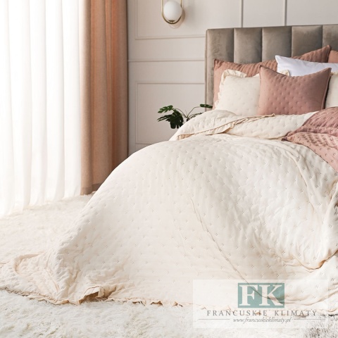 NARZUTA Z FALBANKĄ 220x240 cm BEŻ , W STYLU PROWANSALSKIM