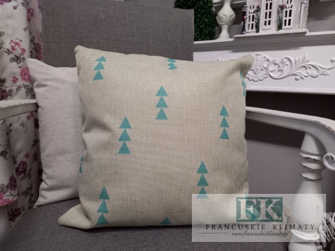PODUSZKA (poszewka + wkład ) CHOINKI 43X43 TKANINA NATURA LEN POLIESTER