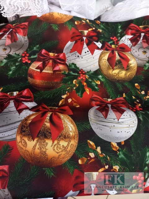 TKANINA , materiał ŚWIĘTA BOMBKI 160 cm