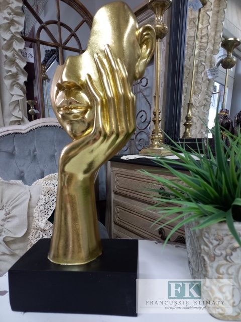 FIGURKA FIGURA MASKA TWARZ 43,5 CM ZŁOTO CZERŃ