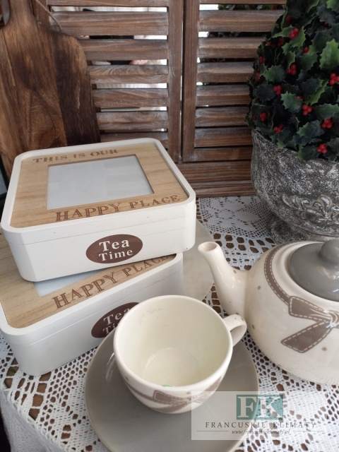 HERBACIARKA PUDEŁKO NA HERBATĘ TEA TIME 6,5x20x20 shabby , prowansja , vintage